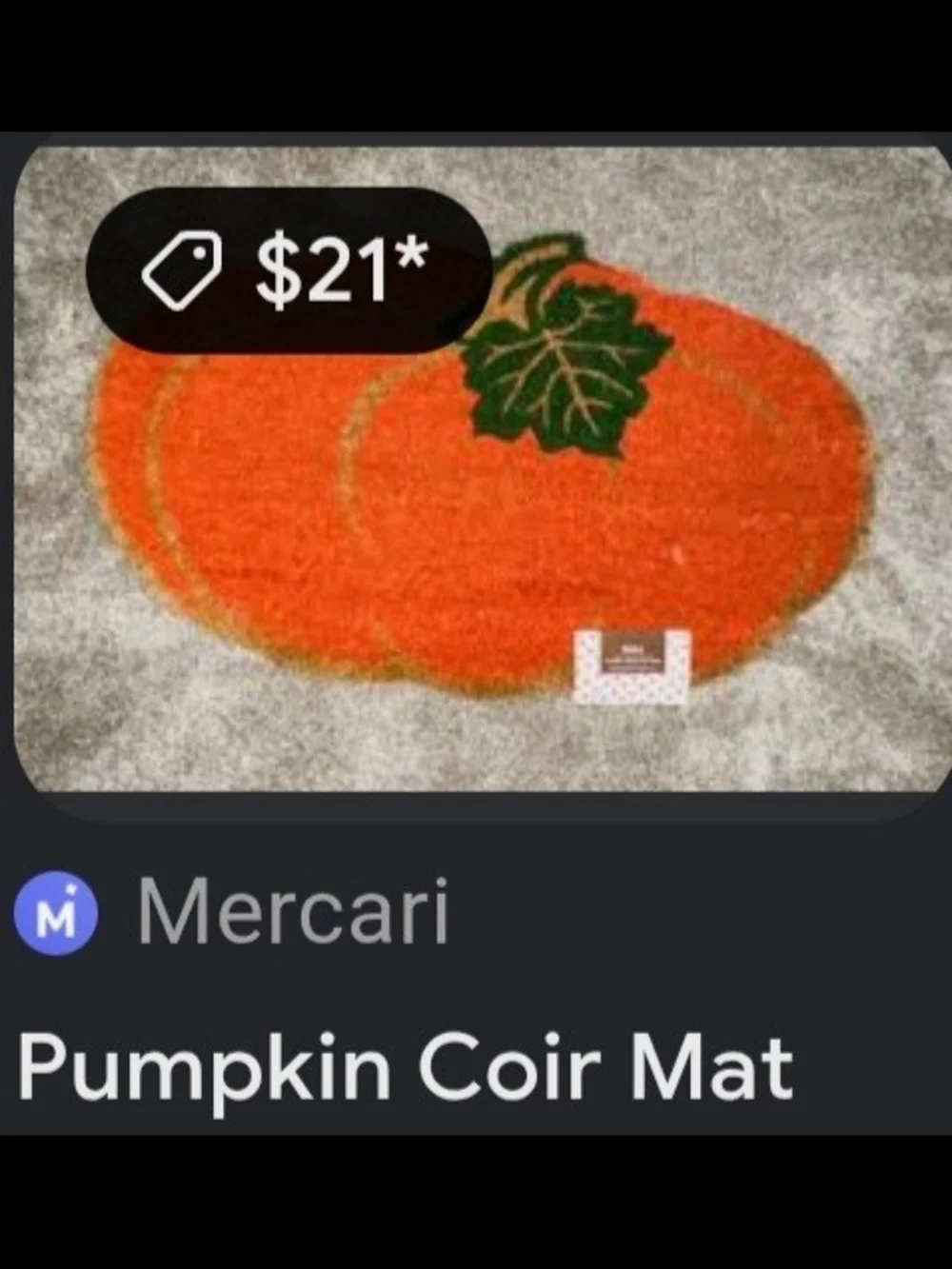 Autumn Pumpkin Coir Door Mat - Orange Welcome Accent